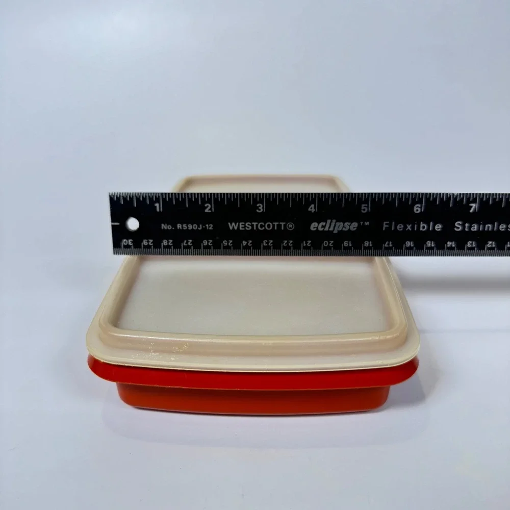 Vintage Tupperware Bacon Meat Keeper Set Paprika Red Orange 3pc 794 1292 622